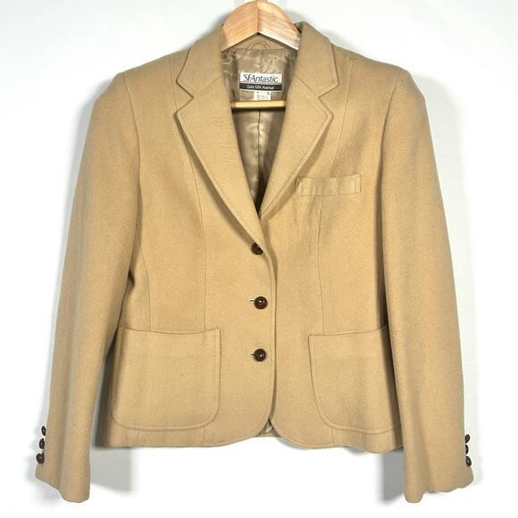 Saks Fifth Avenue Camel Wool Blazer Made in Japan Size 12 - Picture 1 of 7